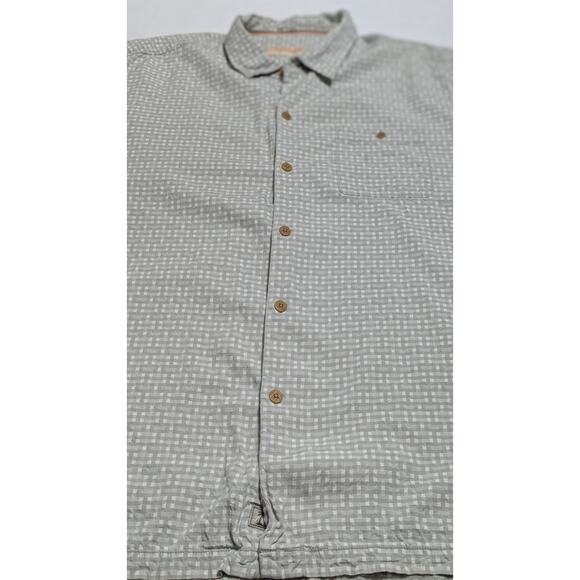 Tommy Bahama‎ Shirt Mens XXL Tall Tan Silk Cotton Button Up Plaid Short Sleeve - Picture 1 of 11